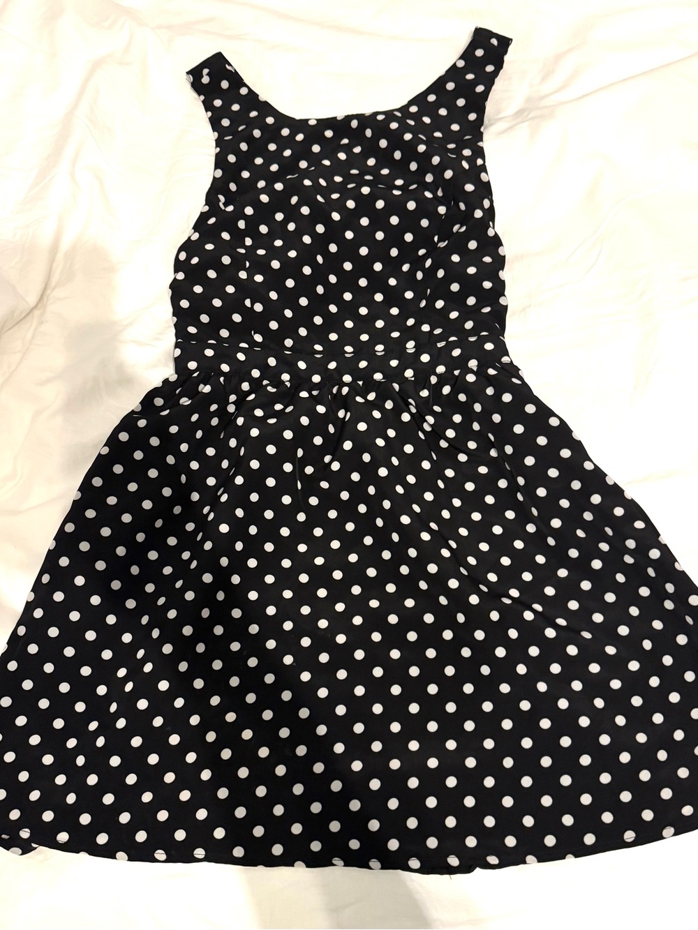 Forever 21 black polkadot, mini dress crisscross open back S